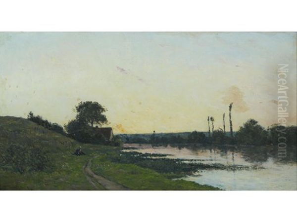 Maison Au Bord De La Riviere, Au Coucher Du Soleil - view 1