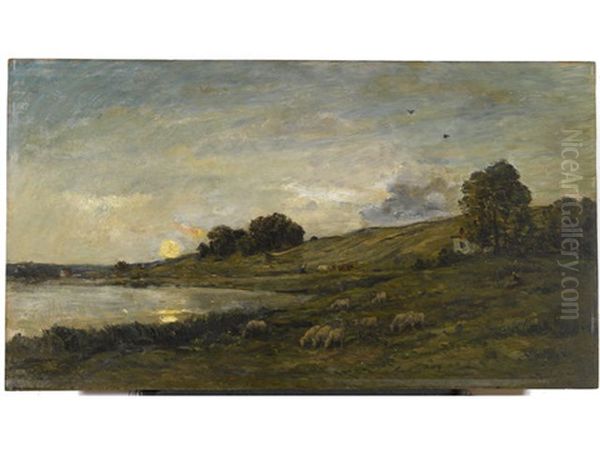 Troupeau De Moutons Au Bord De La Riviere - view 1