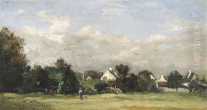 Paysanne Pres D'un Village by Charles-Francois Daubigny