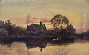 Landscape With House By A Pond by Charles-Francois Daubigny