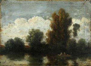 Landscape With Persons In A Rowing Boat On A River