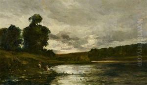 Lavandieres Sur L'oise. Wascherinnen An Der Oise