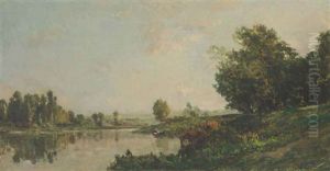 Au Bords De L'oise, Lavandieres Et Vaches Au Bords De L'oise, Lavandieres Et Vaches