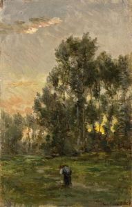 Waldlandschaft Im Abdenlicht by Charles-Francois Daubigny