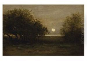 Levee De Lune Sur La Clairiere by Charles-Francois Daubigny