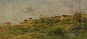 Kuhe Auf Der Weide Bei Villerville by Charles-Francois Daubigny