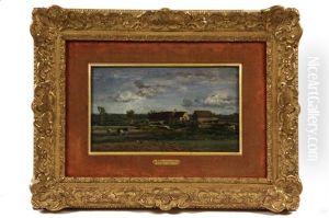 French Farm With Farmer At Plow by Charles-Francois Daubigny