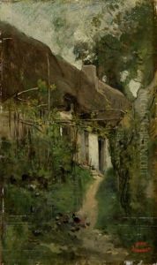 Huhner Vor Einem Gehoft by Charles-Francois Daubigny
