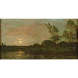 Coucher De Soleil Sur La Riviere, L'oise