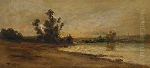 Abendliche Flusslandschaft by Charles-Francois Daubigny