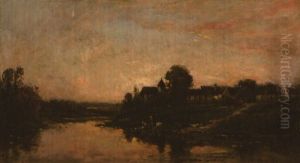 Bord De La Seine A Portejoie by Charles-Francois Daubigny