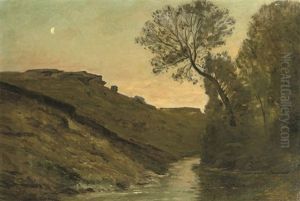 Le Ravin (dauphine Rhone): A Stream At Sunset by Charles-Francois Daubigny