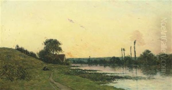 Maison Au Bord De La Riviere, Au Coucher Du Soleil - view 1