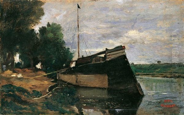 Flusslandschaft Mit Einem Boot Am Ufer - view 1