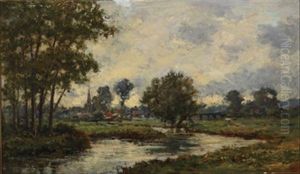 Riverside Village by Charles-Francois Daubigny