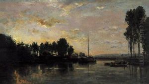 Bateaux Sur L'oise by Charles-Francois Daubigny