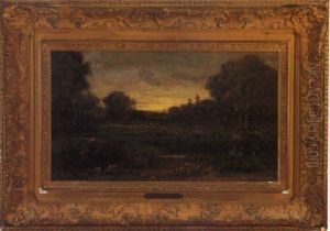 Twilight River Landscape by Charles-Francois Daubigny