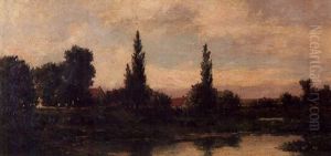 Landscape With Poplars by Charles-Francois Daubigny