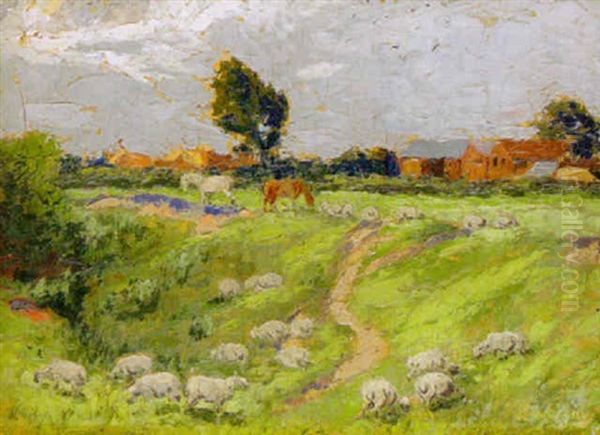 Franskt Landskap Med Betande Far - view 1