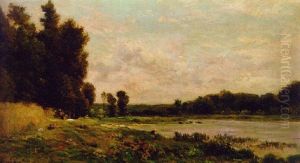 Washerwomen By The River by Charles-Francois Daubigny