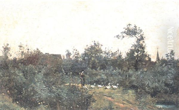 Sommarlandskap Med Kvinna Och Gass - view 1