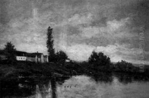 Baumbestandene Fluslandschaft by Charles-Francois Daubigny