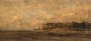 Horses By Beach In Normandy by Charles-Francois Daubigny