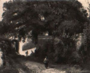 Figures On A Farm Road by Charles-Francois Daubigny