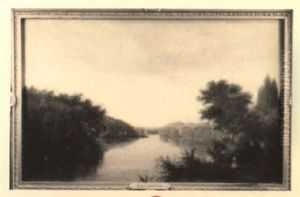 A Barbizon River Landscape With A Couple Gazing At The River by Charles-Francois Daubigny