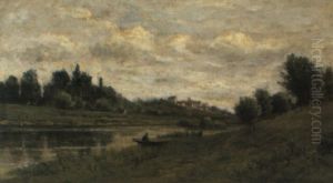 A River Landscape by Charles-Francois Daubigny