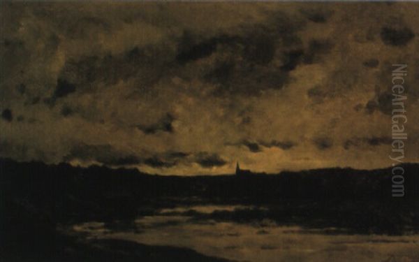 A River Landscape With A Church In The Distance - view 1