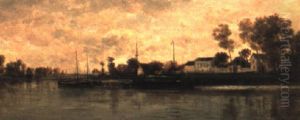 Les Bords De La Seine A Bonnieres by Charles-Francois Daubigny