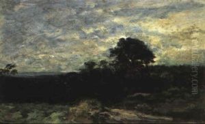 Le Chene Sur La Route De St-jean A Barbizon by Charles-Francois Daubigny