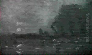 Lever De Lune Sur L'etang De Gylieu by Charles-Francois Daubigny