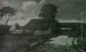 French Farmyard by Charles-Francois Daubigny