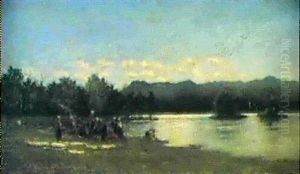Les Laveuses Au Bord De La Mer by Charles-Francois Daubigny