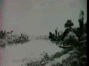 Bord De Riviere Animee by Charles-Francois Daubigny