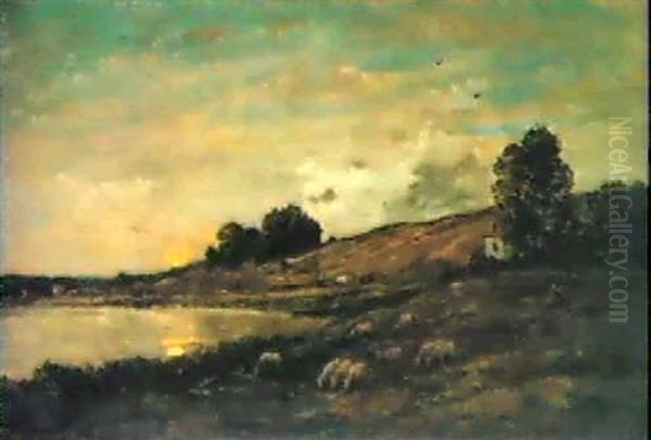 Troupeau De Moutons Au Bord Dela Riviere - view 1