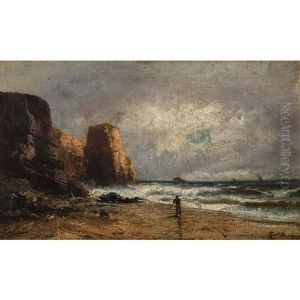 Les Falaises A Etretat by Karl Pierre Daubigny