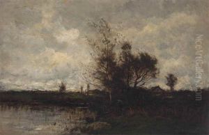Landscape With Figure Along Water's Edge