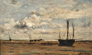 Sailing Vessels Beached At Low Tide Sailing Vessels Beached At Low Tide