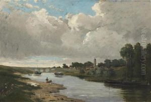 Flussslandschaft, Wohl Seine Bei Paris