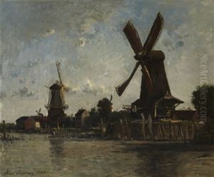 Moulins Au Bord De La Riviere by Karl Pierre Daubigny