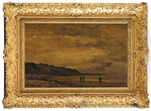 Promeneurs Au Bord D'un Rivage