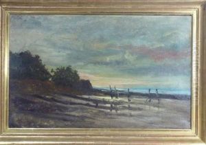 Plage A Maree Basse by Karl Pierre Daubigny