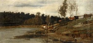 Vaches Pres De L'etang by Karl Pierre Daubigny