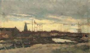 Port Normand, Environ D'honfleur by Karl Pierre Daubigny