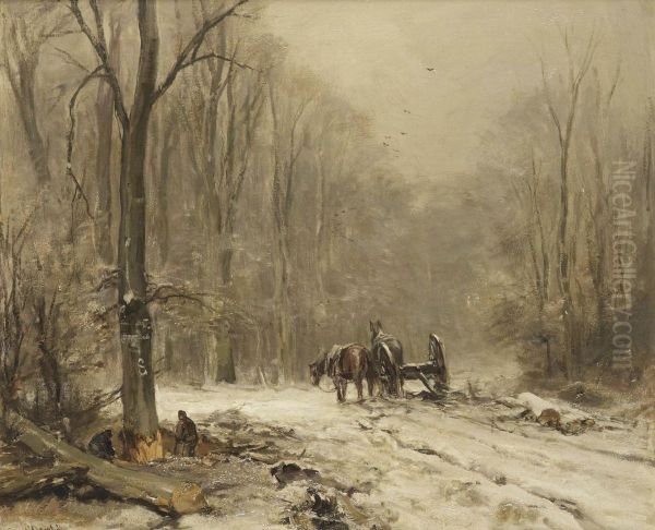 Loggers In A Winter Forest - view 1