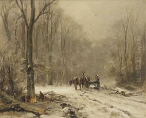 Loggers In A Winter Forest