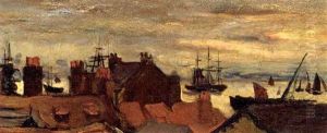 A View Of Rooftops by Karl Pierre Daubigny